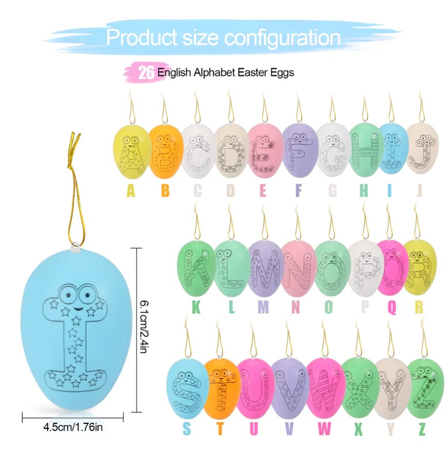Ostereier zum Aufhängen, Kunststoff-Ostereier mit Schnur